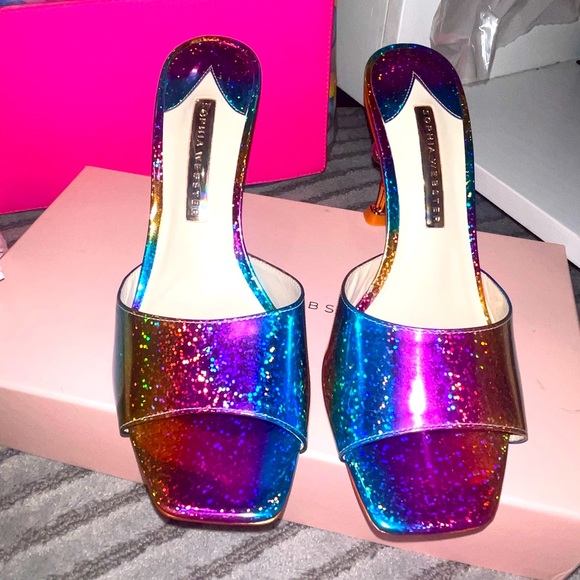 Sophia Webster Flo Flamingo 85 mm heels in rainbow - Picture 4 of 7